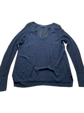 Minimal Sheer Rock & Republic Size L Black Long Sleeve V-Neck Pullover Sweater